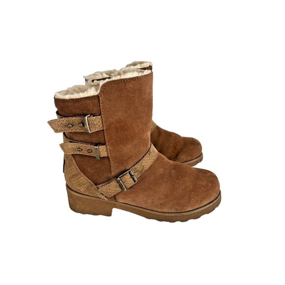 Bearpaw Lucy Women’s Wedge Boots Hickory Suede Shearling Lined Size 8 NeverWet - Picture 5 of 14